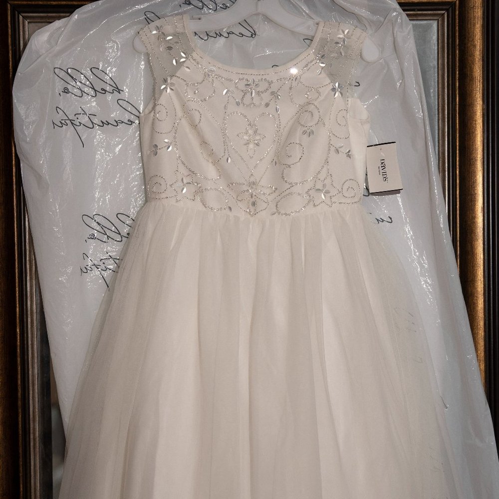 Ivory Beaded Flower Girl Dress Size 10